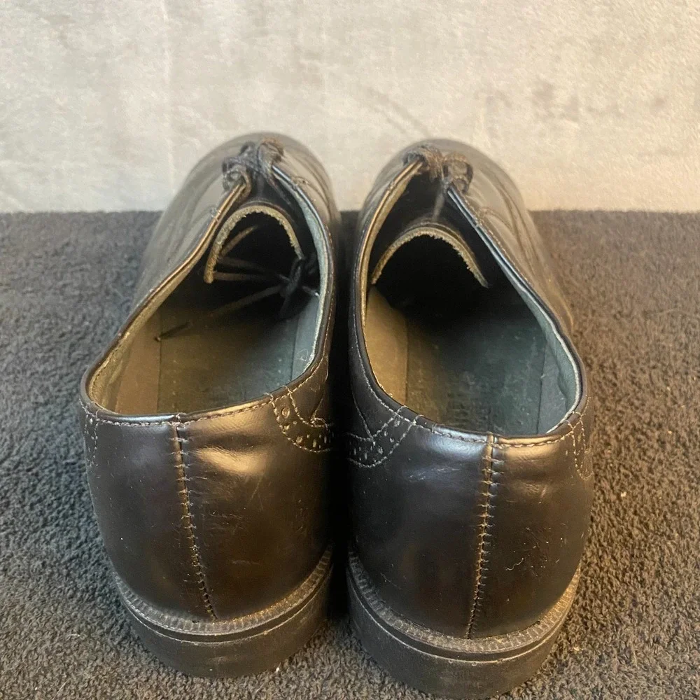 Iron Age Men's 12 W Black Leather Wingtip Oxford Steel Toe Safety Shoes USA